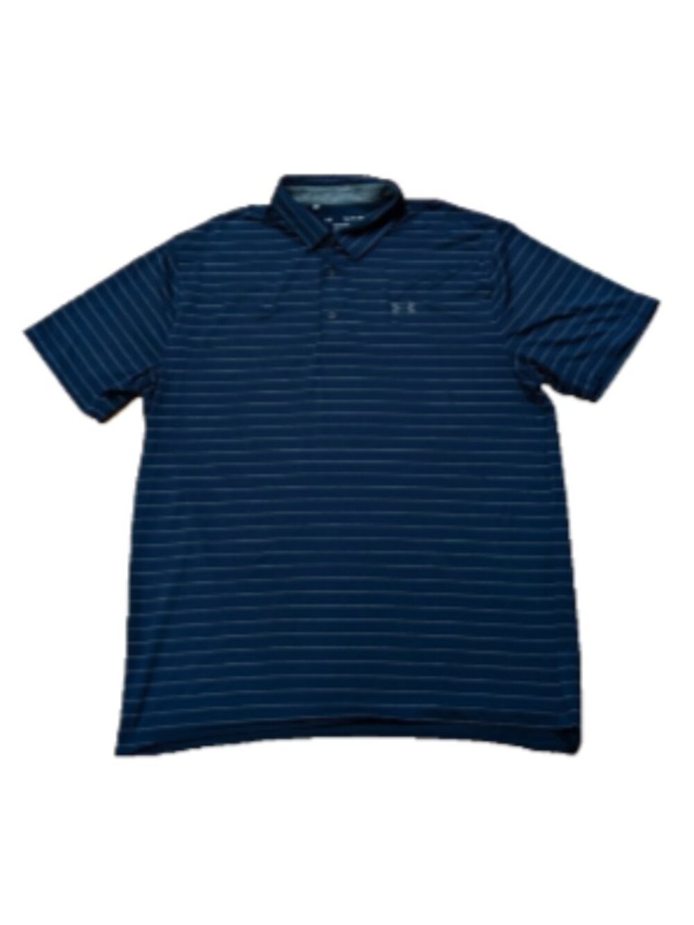 Under Armour Polo Shirt Mens XL Navy Blue Stripe Playoff Golf Performance
